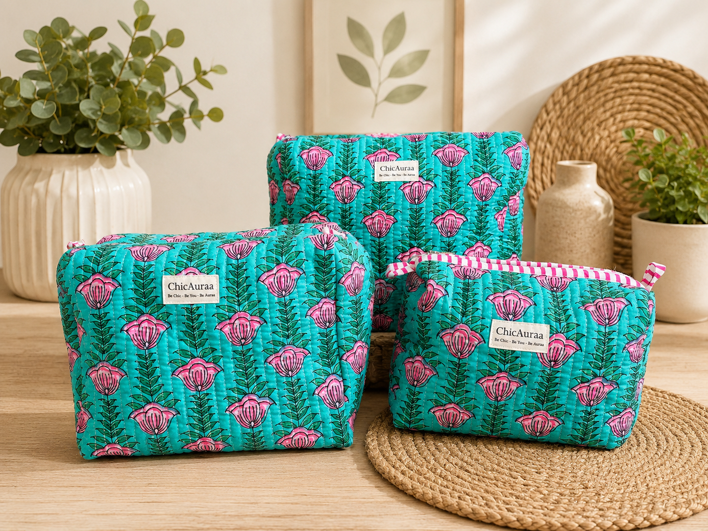 Jaipur Bloom Utility Pouch (set of 3)