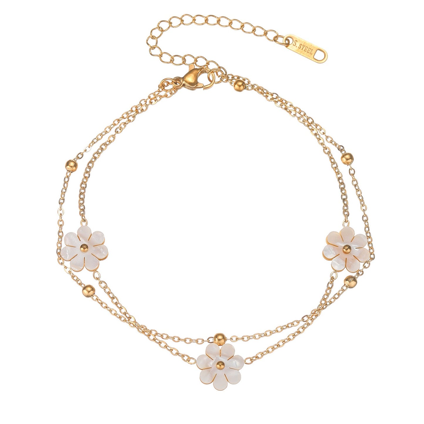 Auraa Double Floral Gold Motif Bracelet