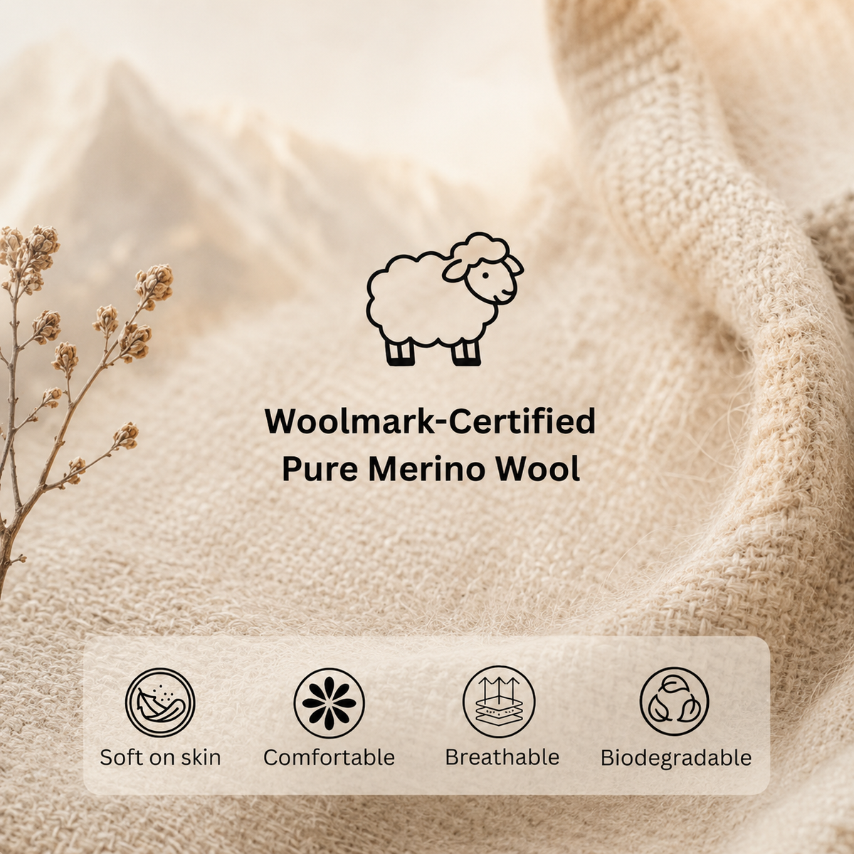 Hand Woven Pure Merino Wool Off White
