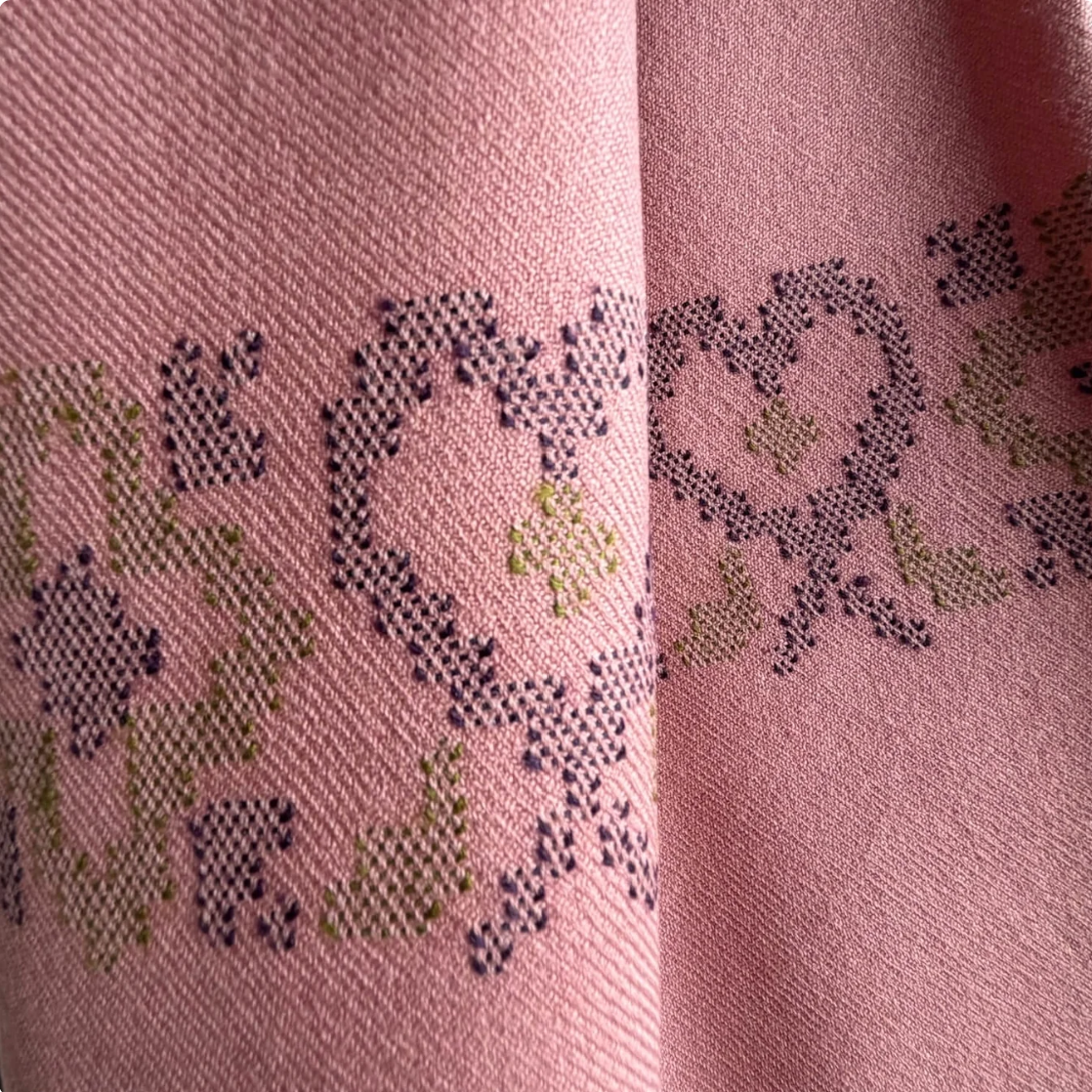 Handwoven Pure Merino Heart Stole- Dusty Pink