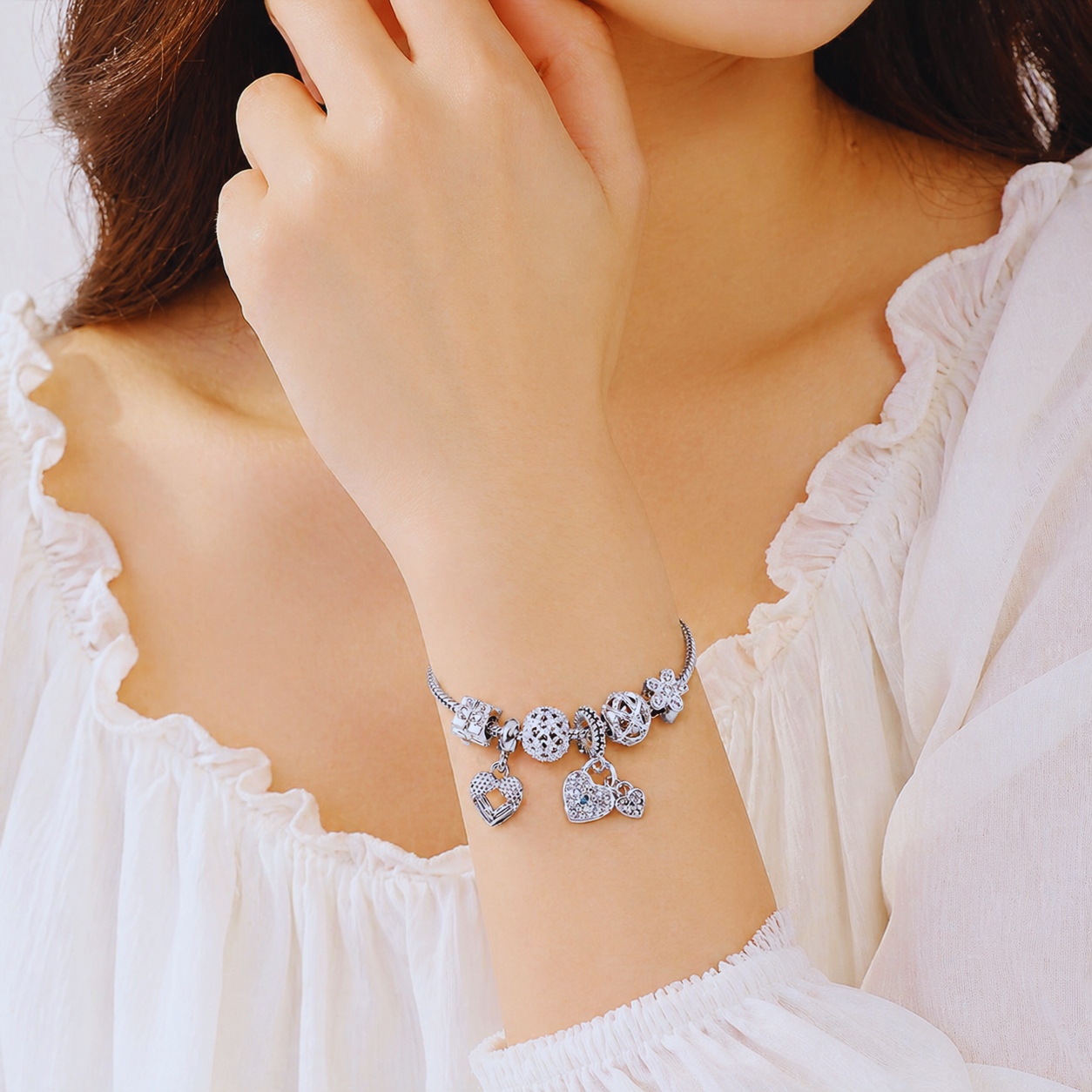 Sparkle Charm Silver Bracelet