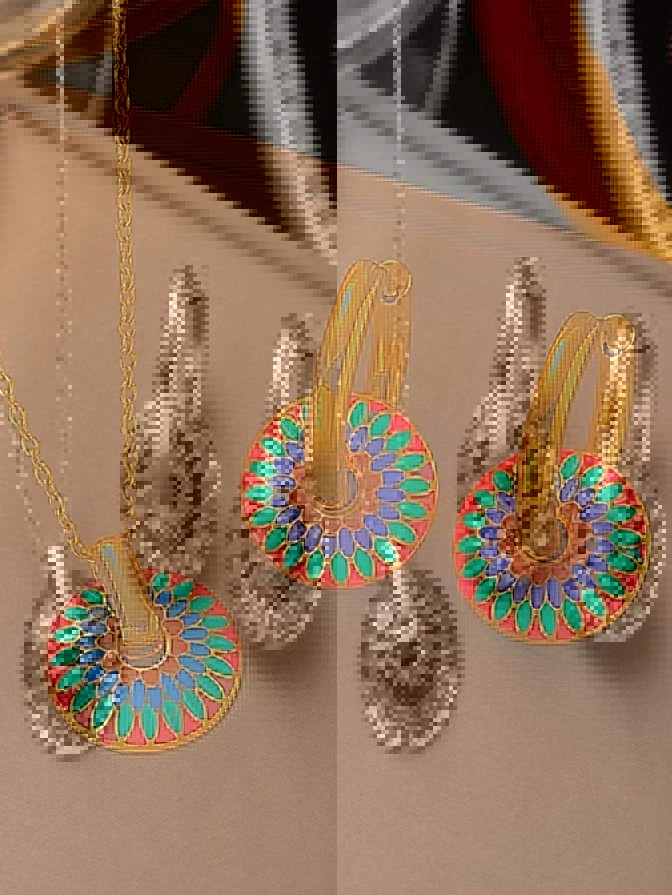 Fashionable Round Hand-painted Colorful Jewelry Set