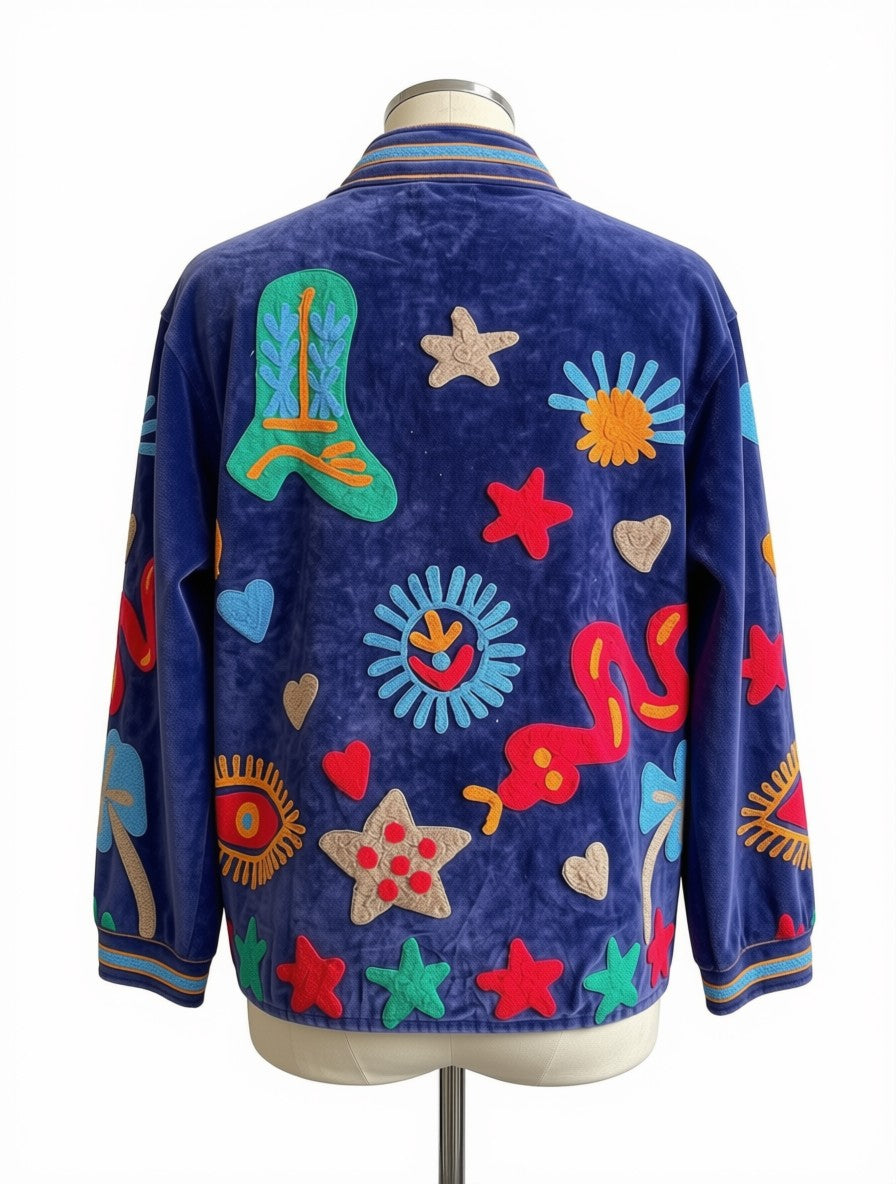 Velvet Suzani Jacket Blue