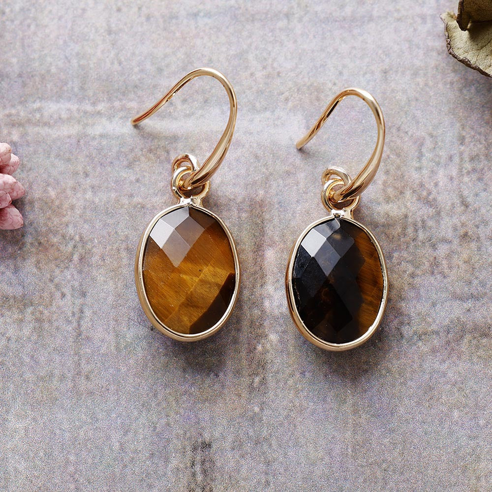 Natural Stone Crystal Drop Earrings