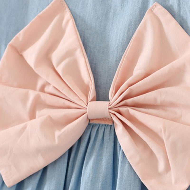Girls Denim Bow Dress