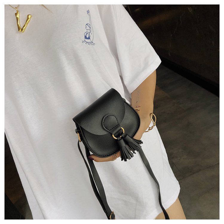 Casual One-Shoulder Small Satchel Tassel Girls Bag