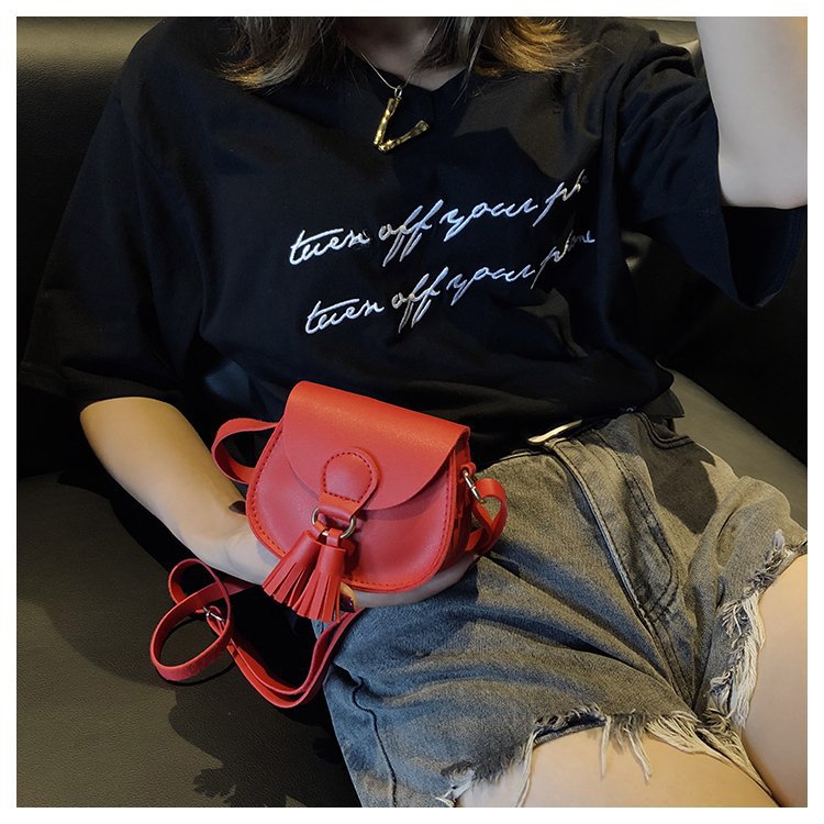 Casual One-Shoulder Small Satchel Tassel Girls Bag