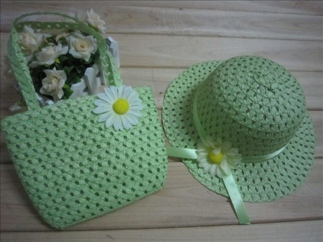 Children's Straw Hat With Matching Sun Hat
