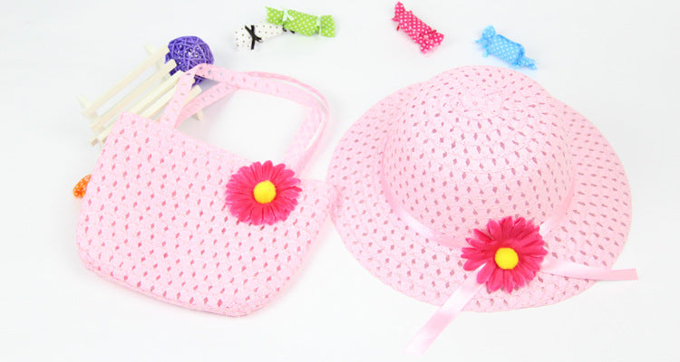 Children's Straw Hat With Matching Sun Hat