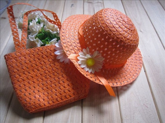 Children's Straw Hat With Matching Sun Hat