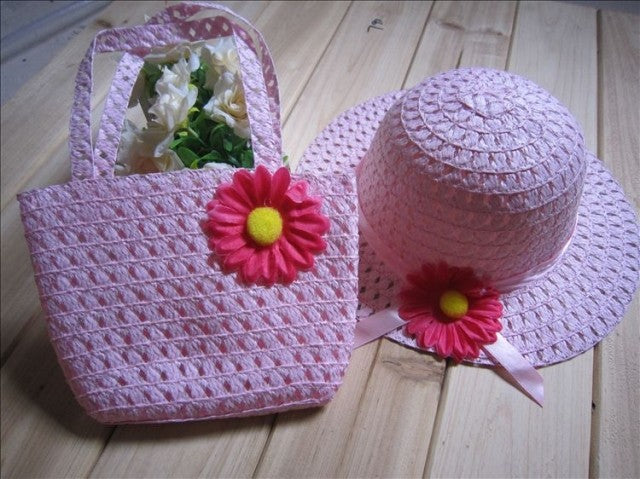 Children's Straw Hat With Matching Sun Hat