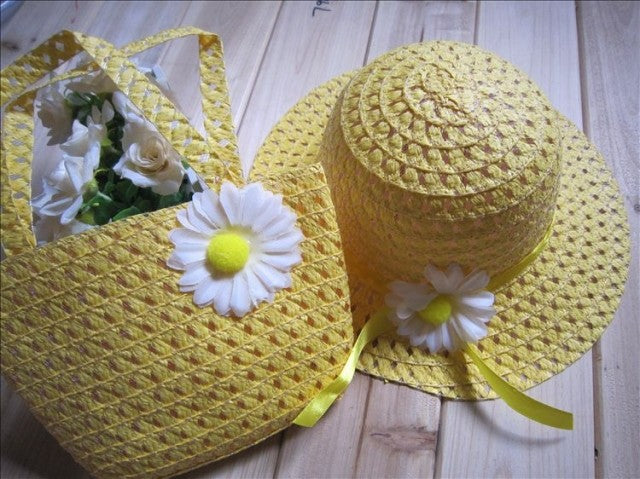 Children's Straw Hat With Matching Sun Hat