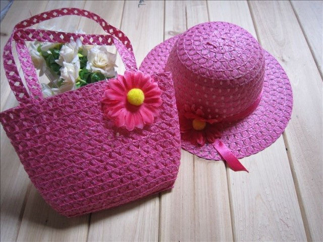 Children's Straw Hat With Matching Sun Hat