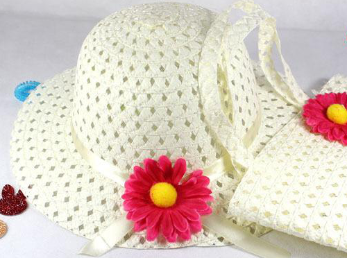 Children's Straw Hat With Matching Sun Hat