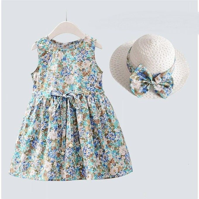 Floral Dress With Matching Sun Hat
