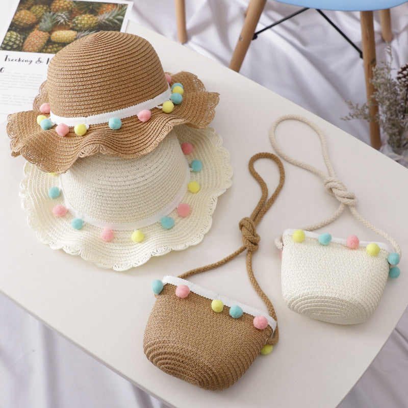 Children Straw Hat Bag Set