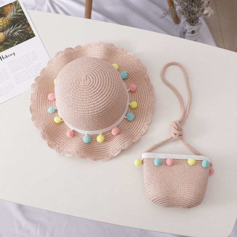 Children Straw Hat Bag Set