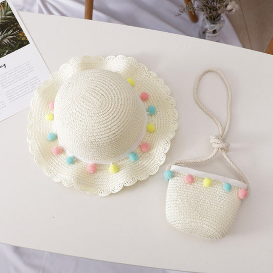Children Straw Hat Bag Set