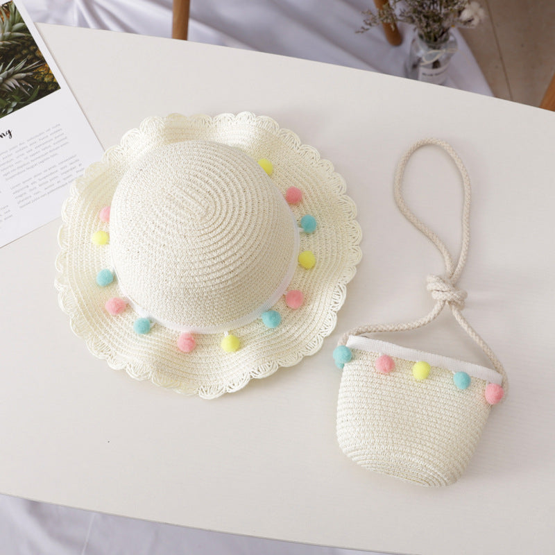 Children Straw Hat Bag Set