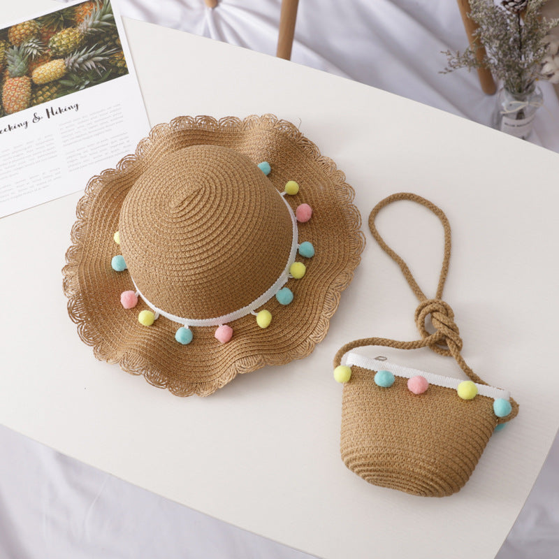 Children Straw Hat Bag Set