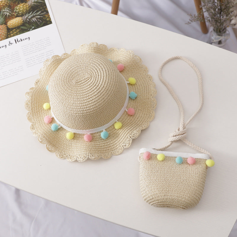 Children Straw Hat Bag Set