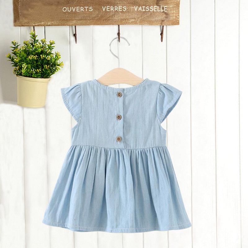Girls Denim Bow Dress