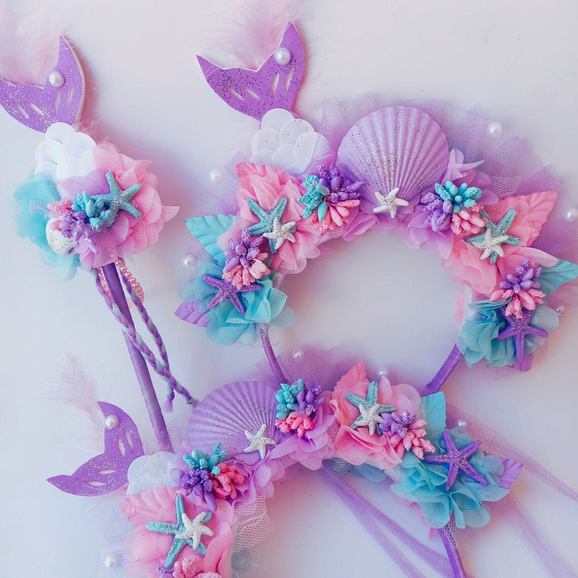 Mermaid Headband with Starfish Magic Wand