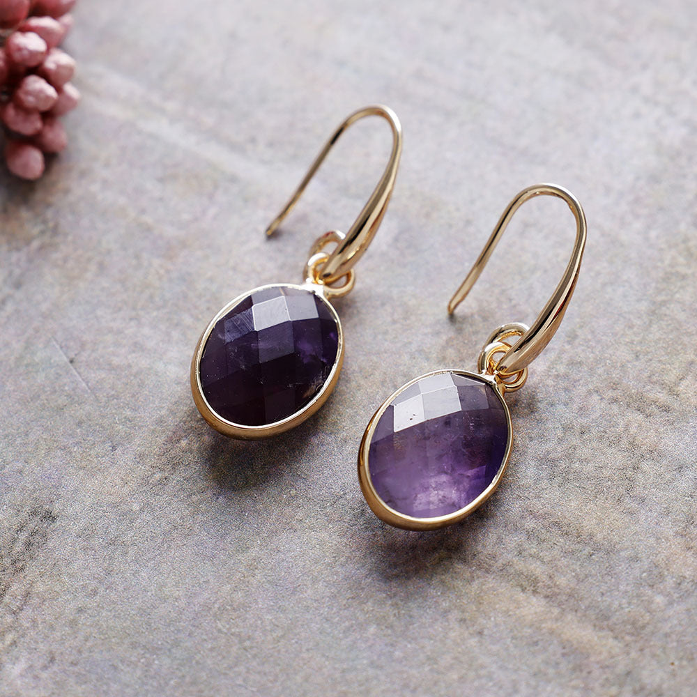 Natural Stone Crystal Drop Earrings