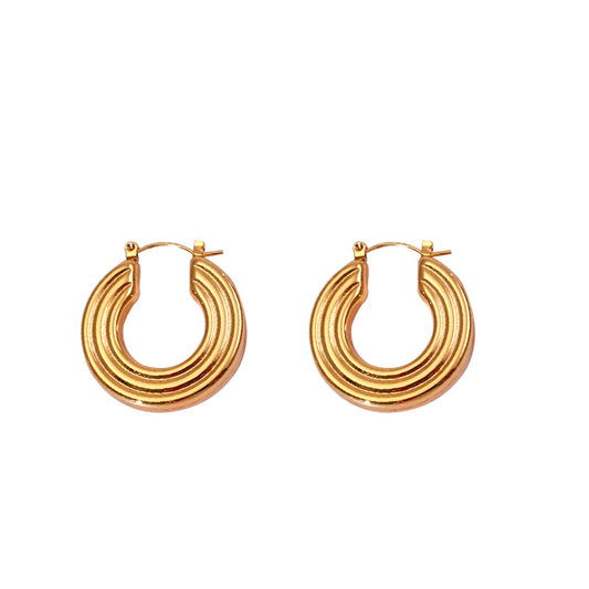 Egyptian Style Titanium Steel Round Earrings