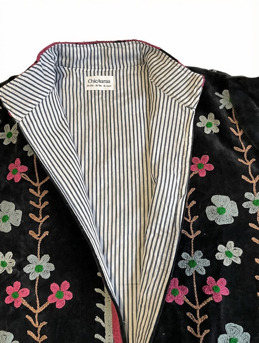 Velvet Suzani Jacket Black
