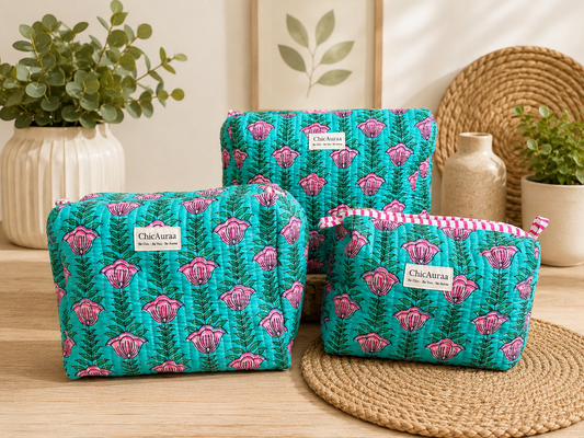 Jaipur Bloom Utility Pouch (set of 3)