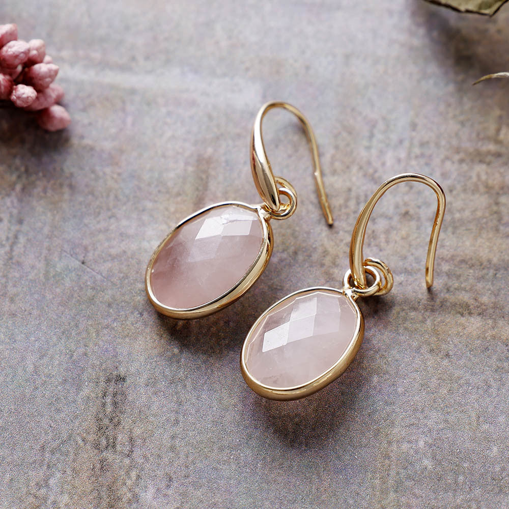 Natural Stone Crystal Drop Earrings