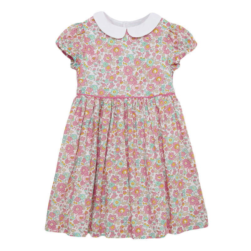 Vintage Floral Girls Collar Dress