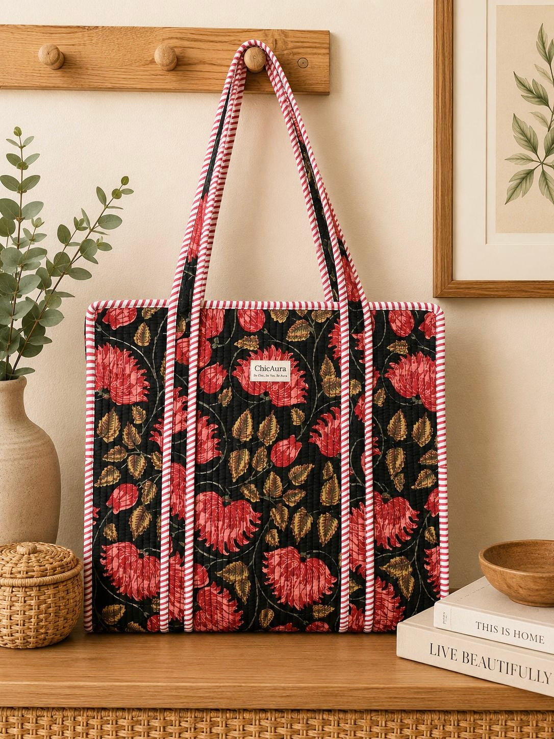 Midnight Blossom Tote Bag