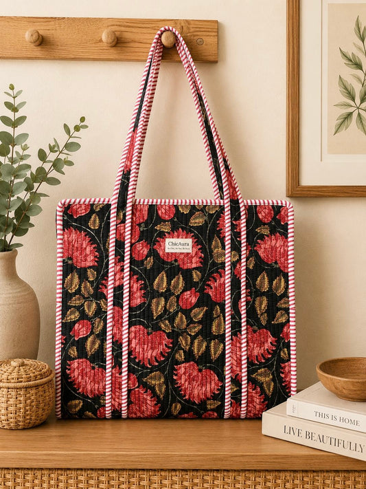 Midnight Blossom Tote Bag