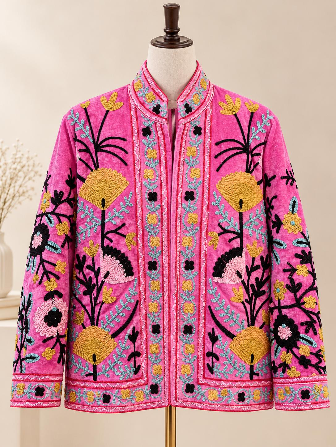 Velvet Suzani jacket Pink