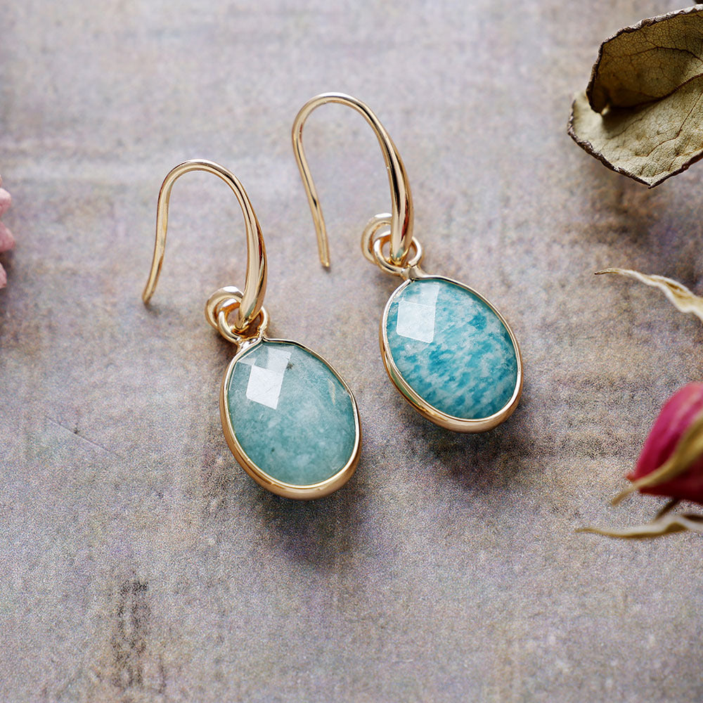 Natural Stone Crystal Drop Earrings