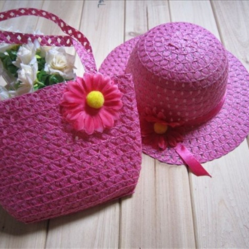 Children's Straw Hat With Matching Sun Hat