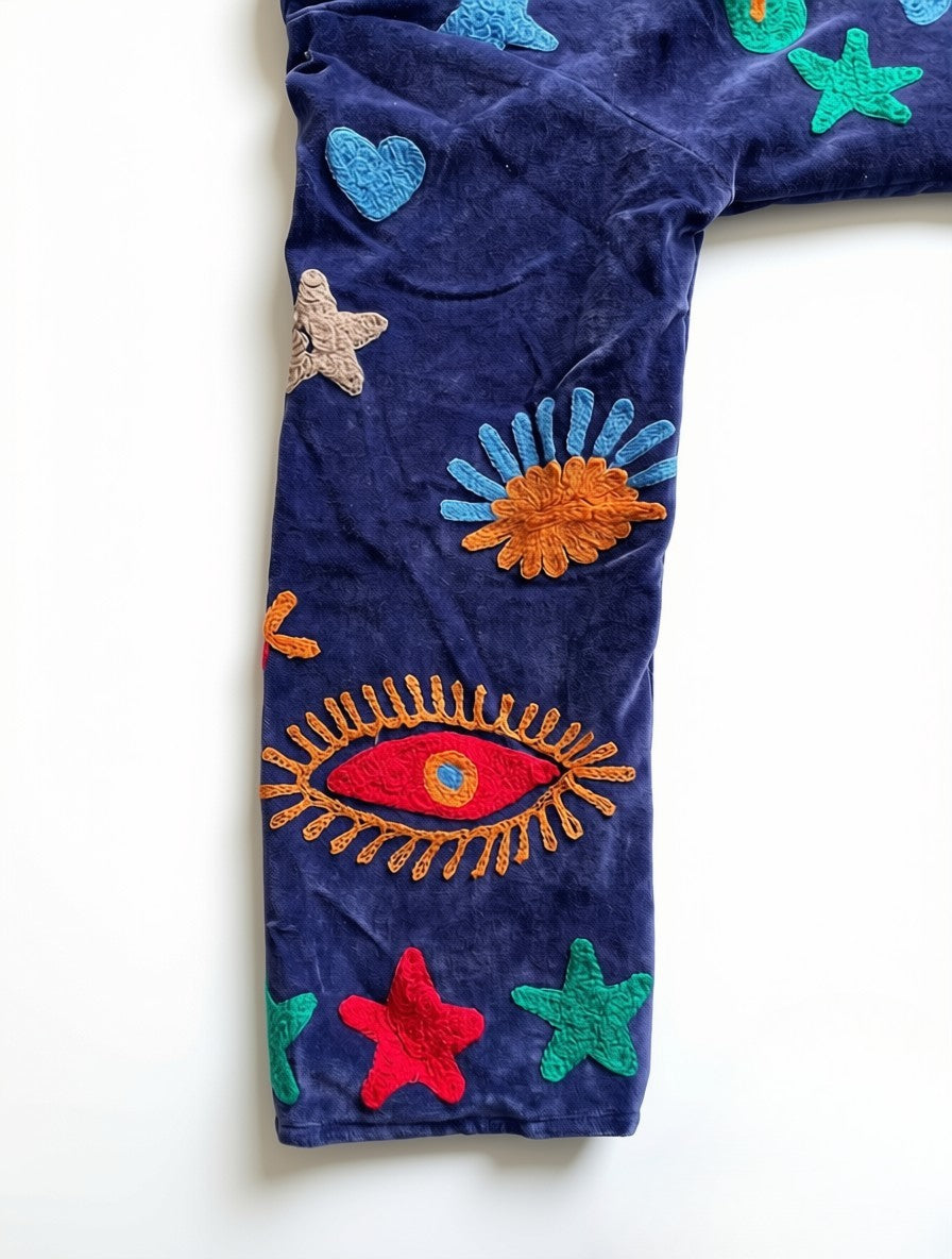 Velvet Suzani Jacket Blue