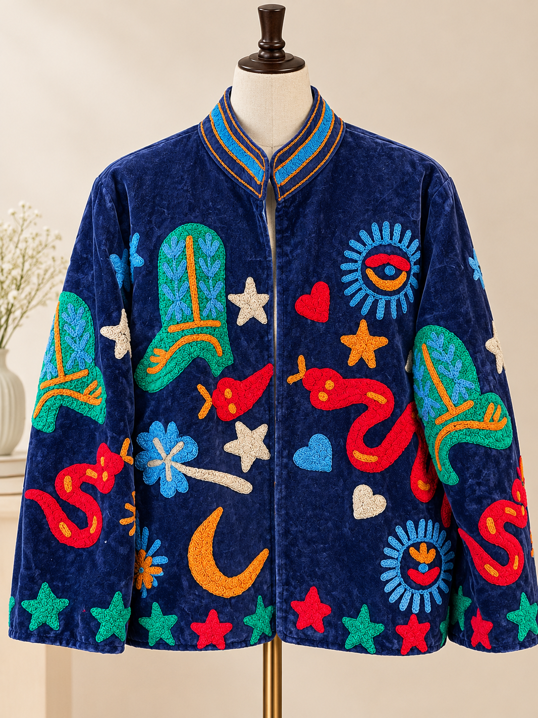 Velvet Suzani Jacket Blue