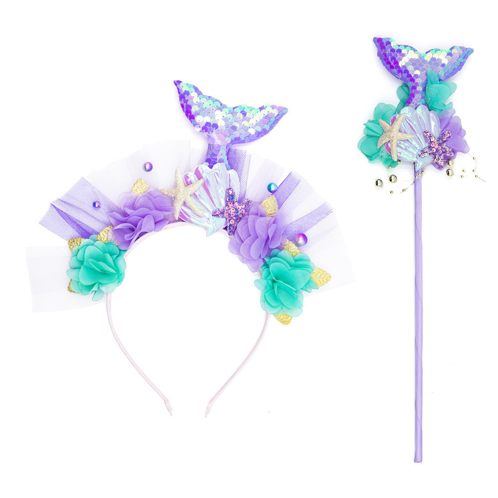 Mermaid Headband with Starfish Magic Wand