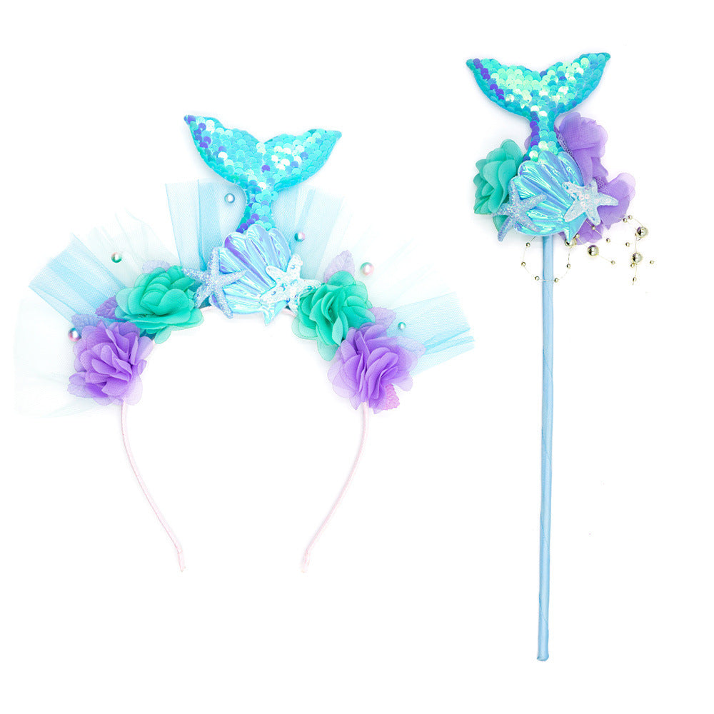 Mermaid Headband with Starfish Magic Wand
