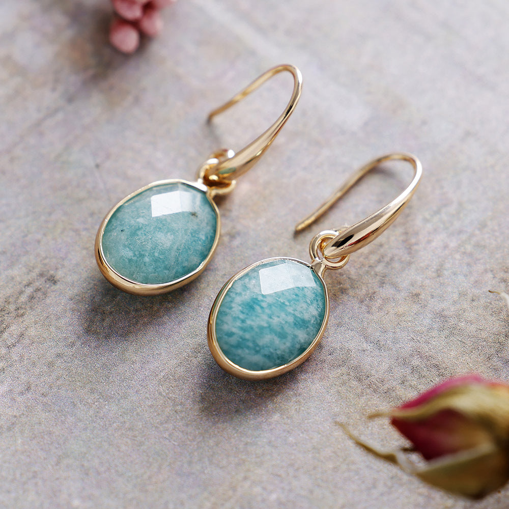 Natural Stone Crystal Drop Earrings