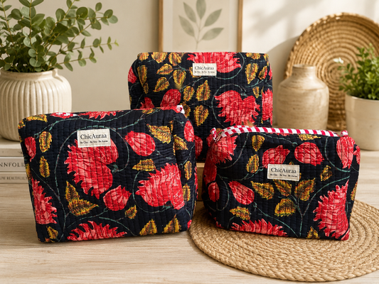 Midnight Blossom Utility Pouch (set of 3)