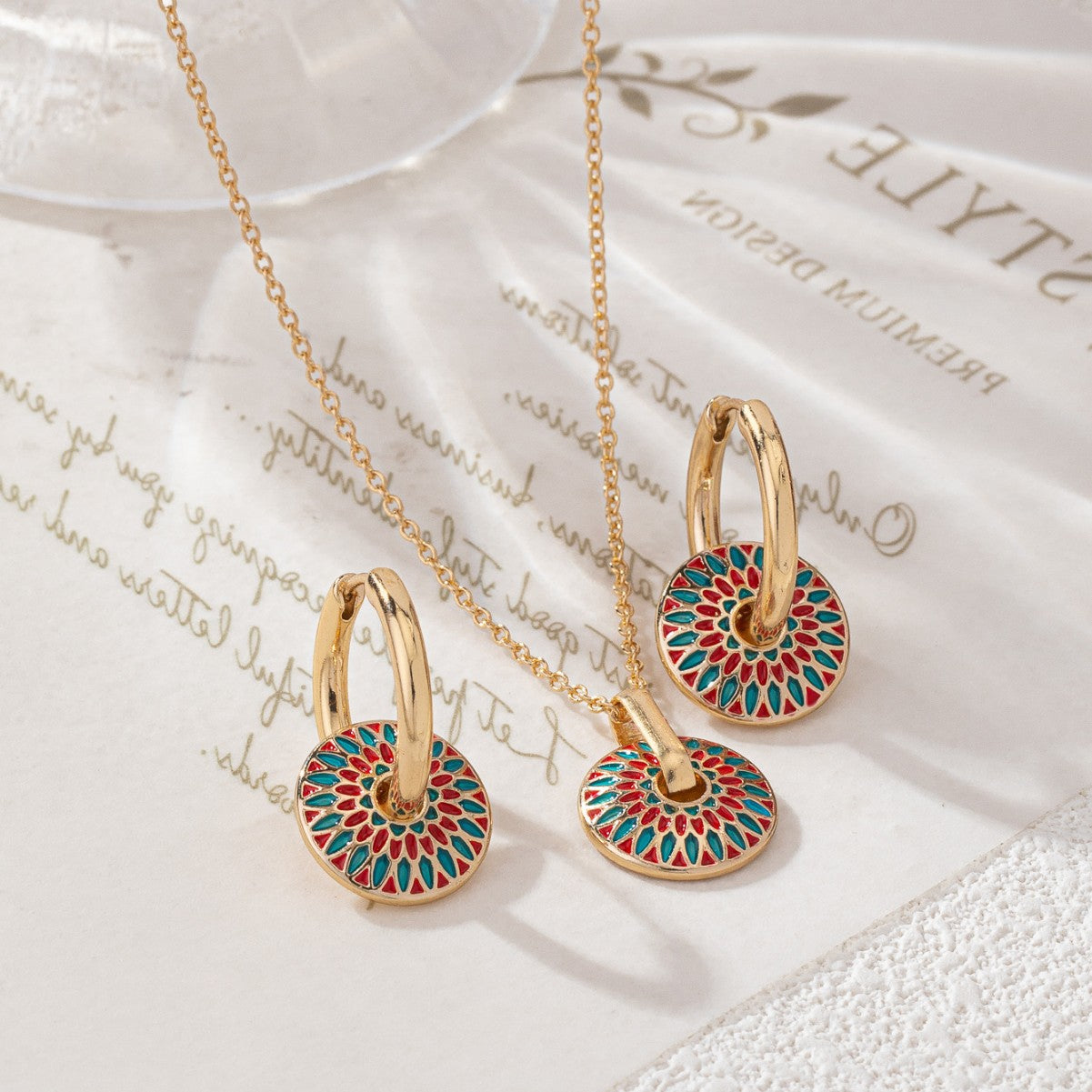 Fashionable Round Hand-painted Colorful Jewelry Set