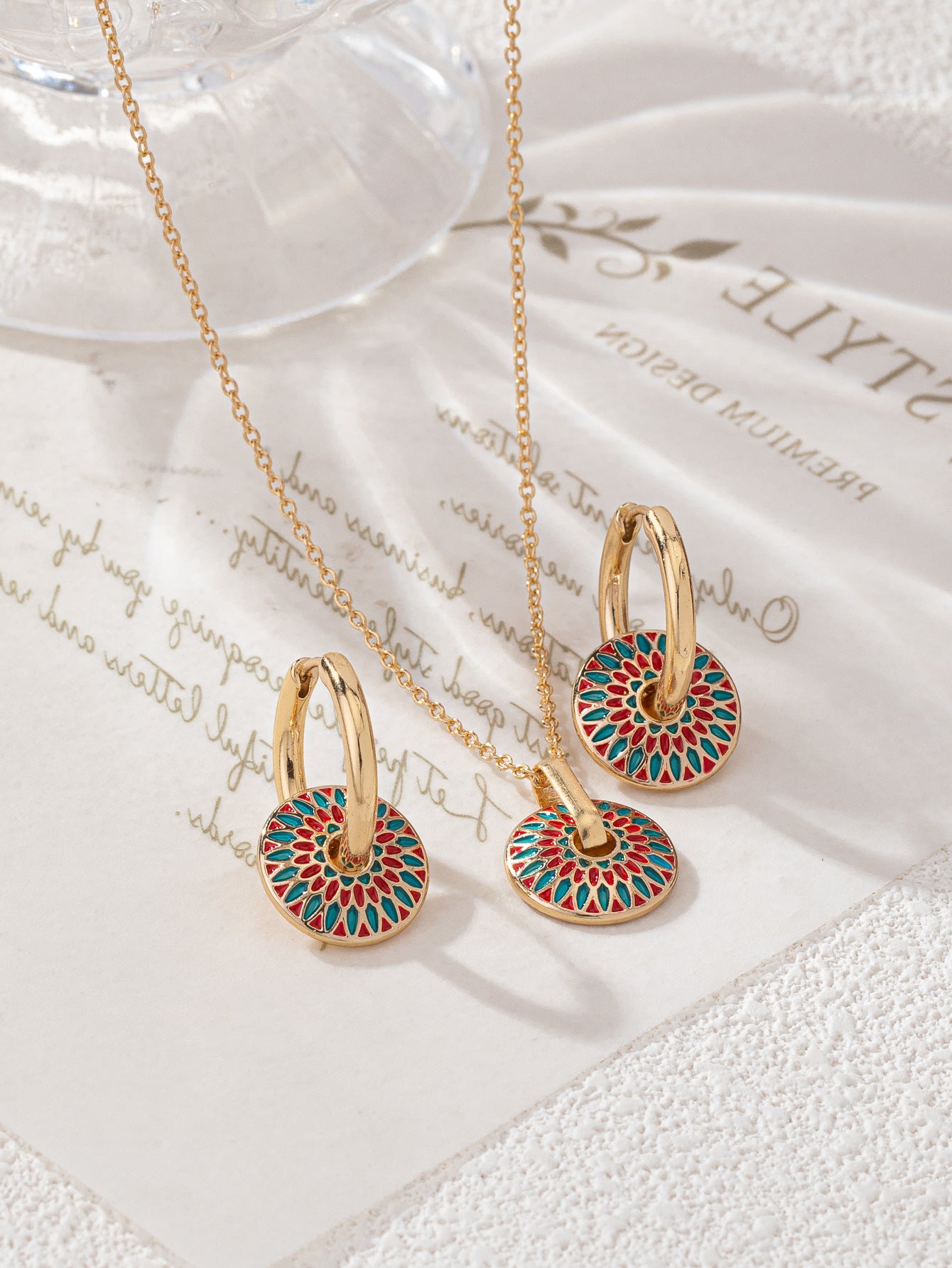 Fashionable Round Hand-painted Colorful Jewelry Set