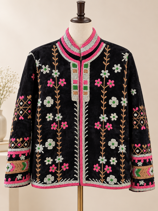 Velvet Suzani Jacket Black