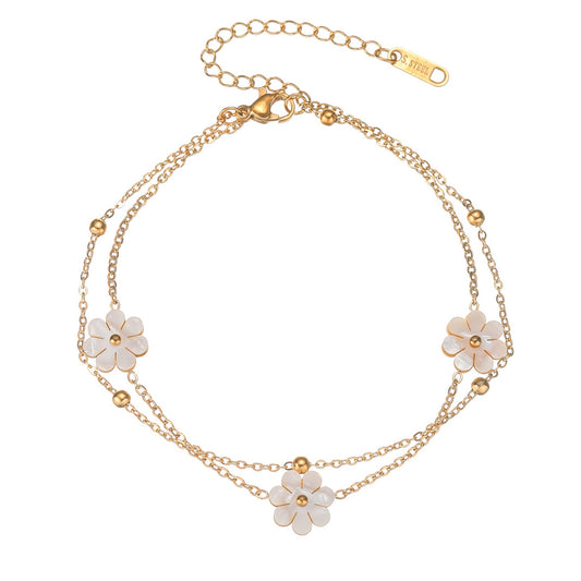 Auraa Double Floral Gold Motif Bracelet