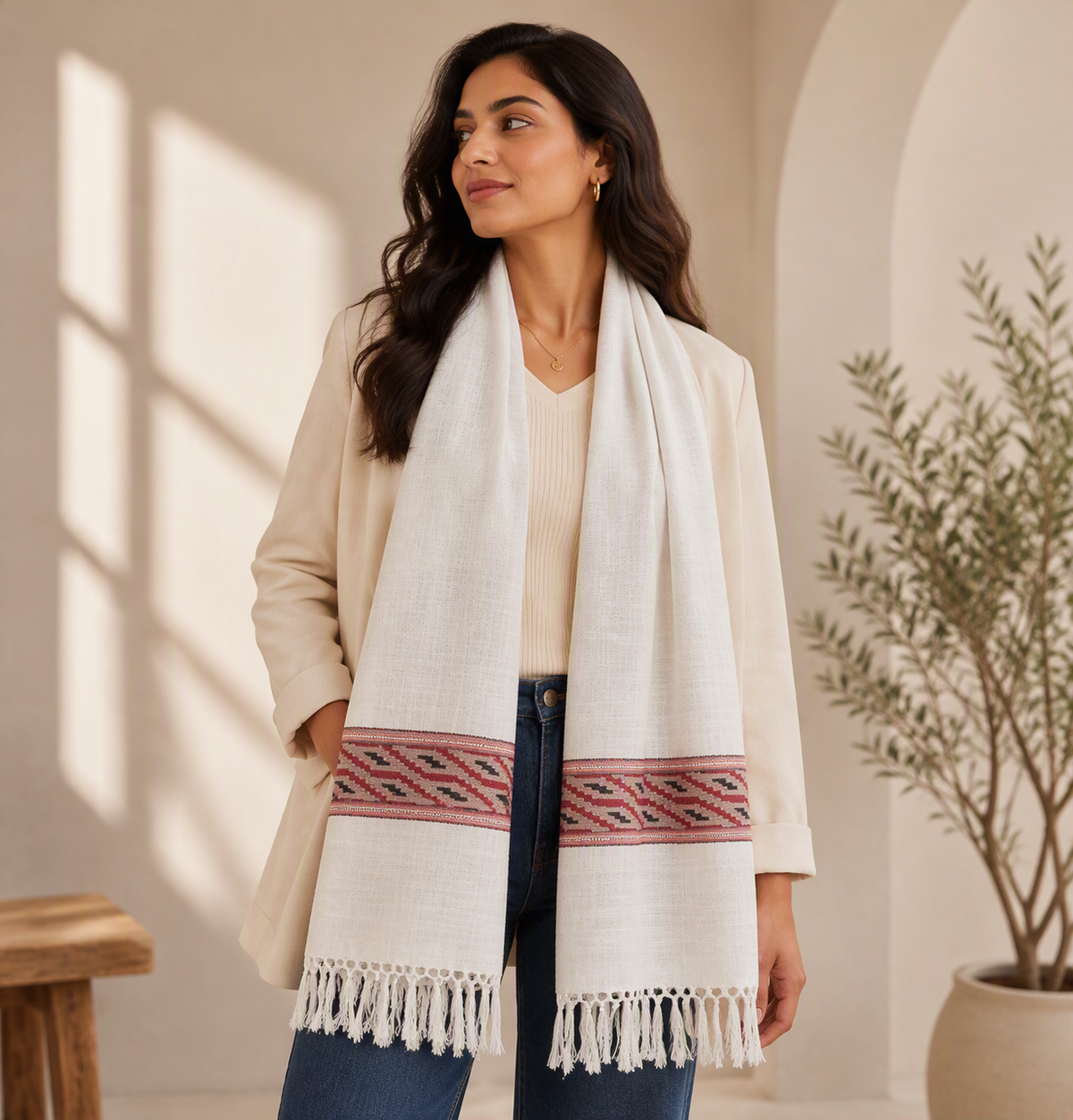 Handwoven Pure Merino Wool Light Grey