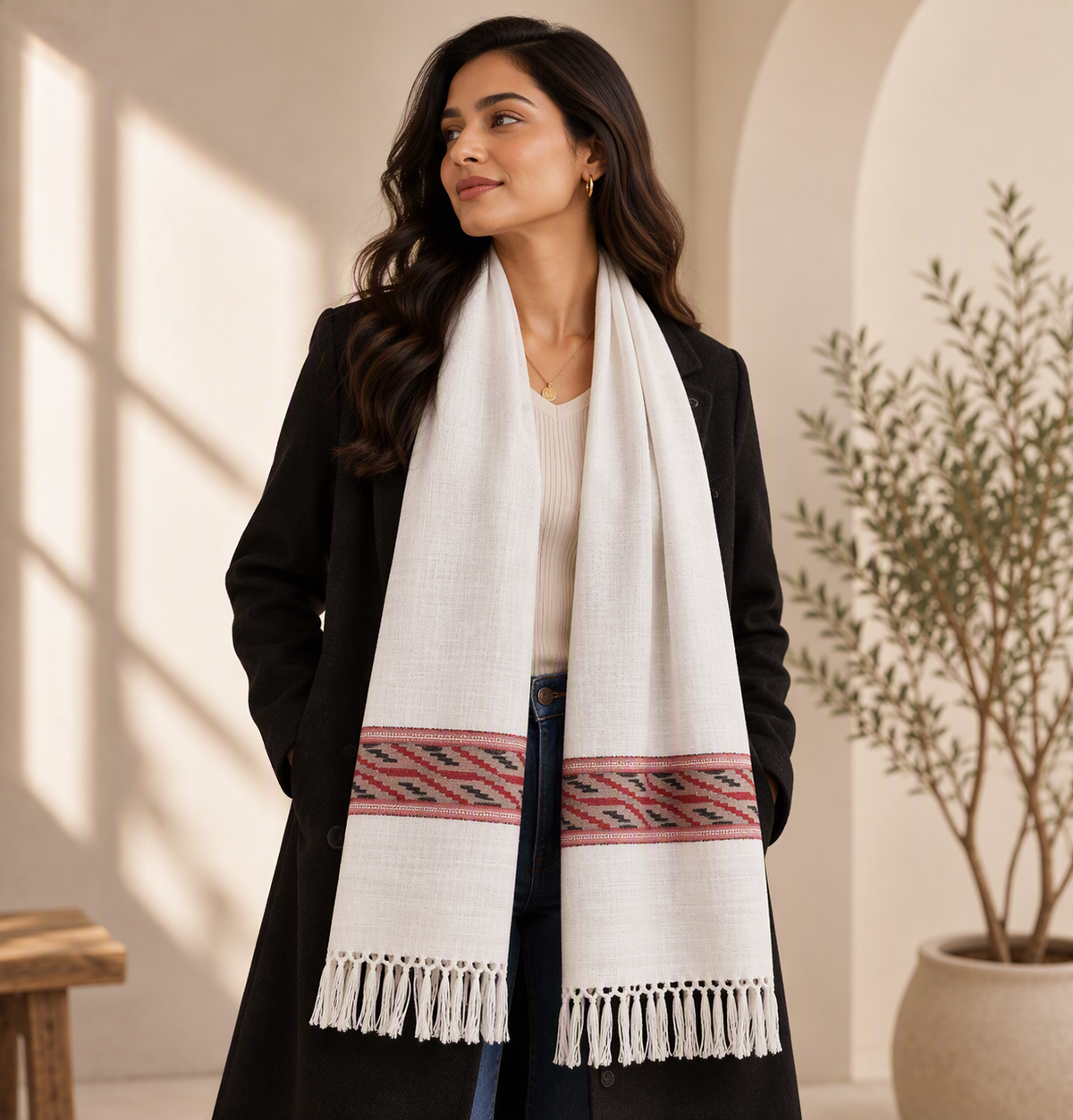 Handwoven Pure Merino Wool Light Grey